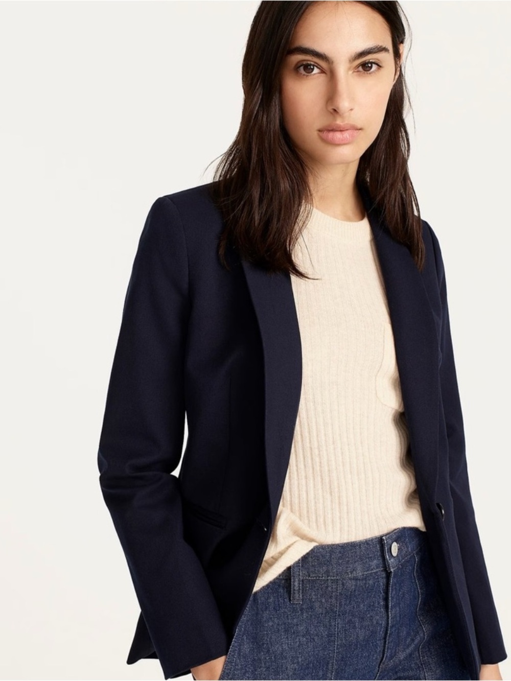 J Crew Linen Parke Tailored Blazer in Navy